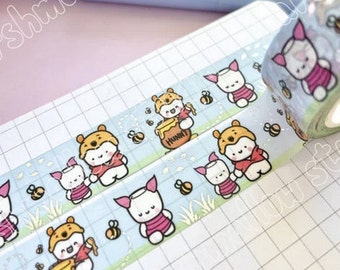 The Marshmallow Studio Washi Tape Sample 12", Forever Friends Washi Sample, Cocoa Pooh and Cocoa Piglet Washi, Mallow Washi