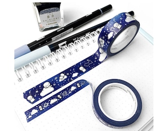 TCMC Sample Washi Tape; 12" Washi Sub Sample, TheCoffeeMonsterzco Night Sky Washi, Galaxy Washi Tape, HTF and Rare Emoti Washi, Limited