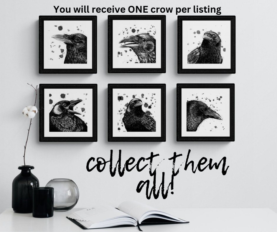 PRINTABLE Black Crow Digital Art Download. Use for Wall Art - Etsy