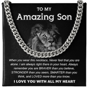 Gepersonaliseerd voor mijn zoon-ketting van mama en papa, Amazing Son-ketting van moeder en vader, inspiratie kerstverjaardagscadeaus voor jongens en mannen