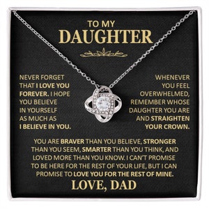 Personalized To My Daughter Necklace, Daughter Necklaces from Mom and Dad, Birthday Gifts from Mother or Father for Little Girls or Women