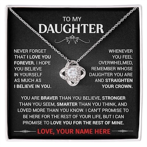 Personalized To My Daughter Necklace, Daughter Necklaces from Mom and Dad, Birthday Gifts from Mother or Father for Little Girls or Women