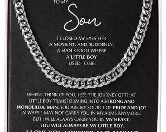 Collar personalizado para mi hijo de mamá y papá, increíble collar para hijo de mamá y papá, regalos inspiradores de cumpleaños de Navidad para niños y hombres.