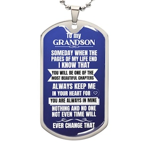 Dog Tag Grandson Necklace, Grandson Gifts from Grandma and Grandpa, To My Grandson Necklaces from Nana, Christmas Birthday Gifts For Boys
