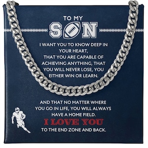 Personalized Boys Football Necklace To My Son From Mom, Athletes Pendant Gifts From Dad to Football Player, Inspiration Christmas Chain Gift