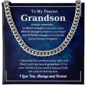 Grandson Necklace From Meme, Grandson Gifts From Grandma Grandpa, Grandparents, Nana, Christmas Graduation Gifts For Grandson, Teenage Boys