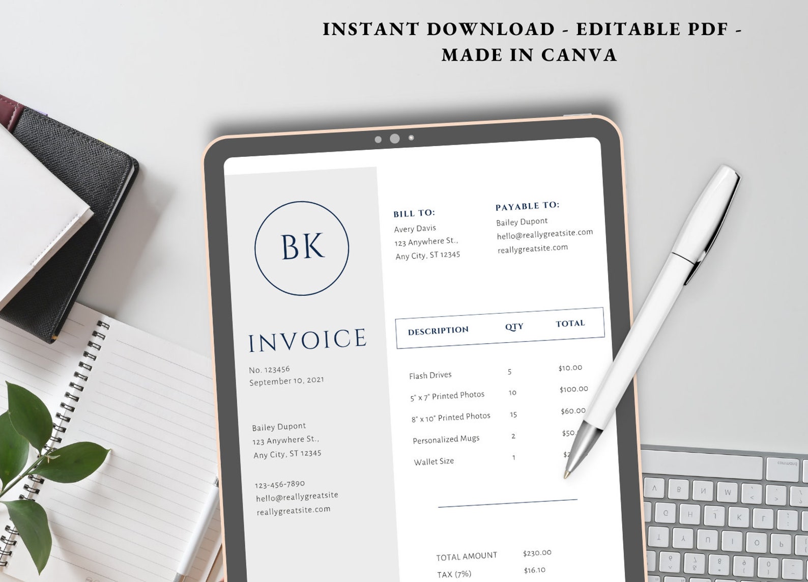Freelance Invoice Invoice Template Bundle Customizable Etsy