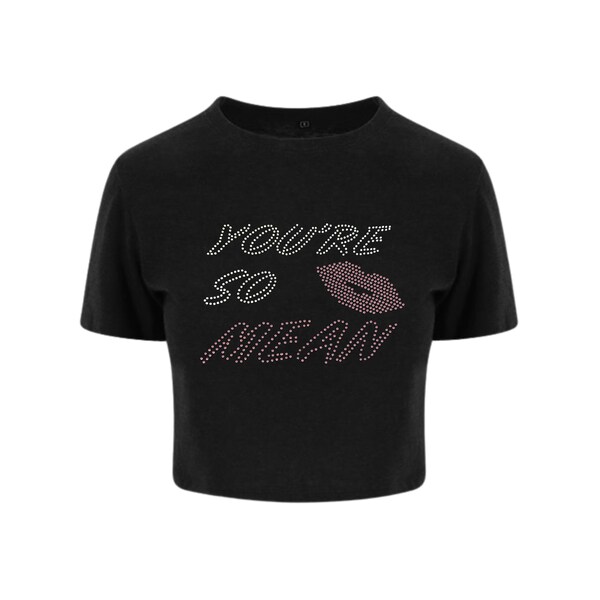 Mean Girls Musical Inspired Crop T-Shirt with sparkly bling lip design, perfect outfit or gift for teen theatre movie lover