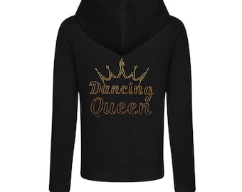 Dancing Queen Rhinestone Zip Hoodie, Hen Party Disco Outfit