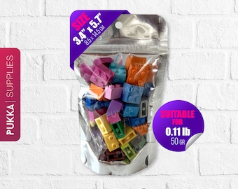Sacchetti Doypack richiudibili con retro in lamina argentata da 3,4"x5,7" - Parte anteriore trasparente, buste stand-up, buste in lamina argentata - PS0011
