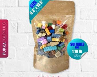 6.3"x10.6" WIDE WINDOW Resealable Kraft Doypack Bags, Kraft Stand Up Pouches, Gift Bags Treats, Brown Paper Pouches - PS0009