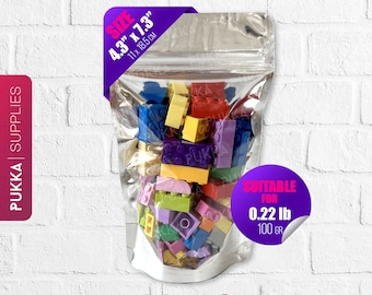 Sacchetti Doypack richiudibili con retro in lamina argentata da 4,3"x7,3" - Parte anteriore trasparente, buste stand-up, buste in lamina argentata - PS0012