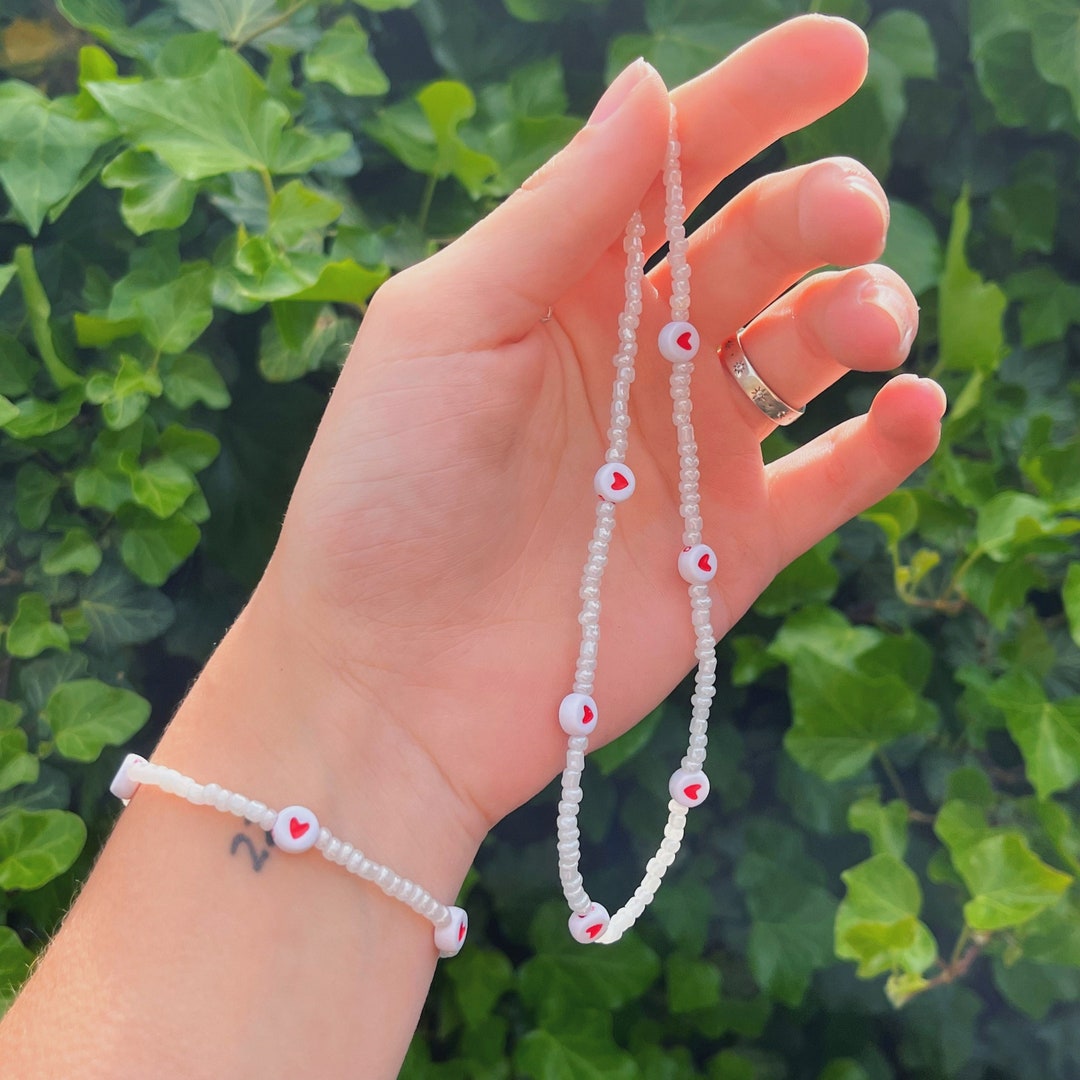 Heart Beaded Bracelet Aesthetic Bracelet Beaded Bracelet Etsy