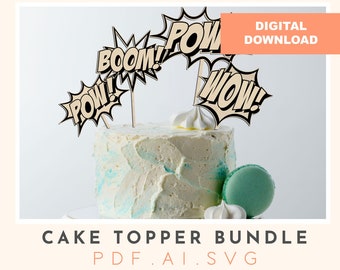 Superhero Cake Topper Set: First Birthday Laser Cut File (Digital Download)