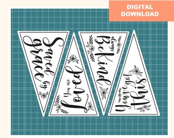 Motivational Word Banner Flags: SVG, Cricut, Glowforge File (Digital Download)
