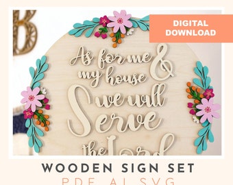 As for me and my house wooden sign vector design, wooden sign cutting file, svg, Cricut Cut Files, glowforge file