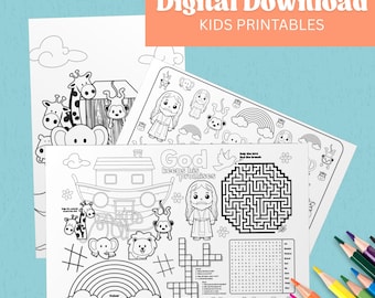 Noah's Ark Activity Sheet: I Spy & Coloring Poster (PDF)