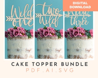 Wild One Cake Topper SVG: First Birthday Laser Cut File (Digital Download)