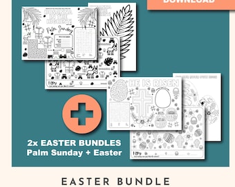 Easter Activity Sheets Bundle: Palm Sunday, Kids Printable (PDF)