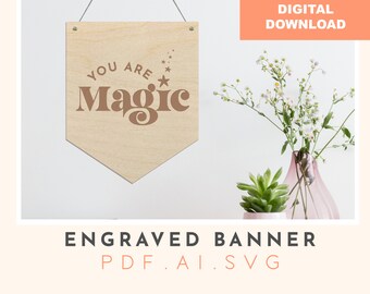 Motivational Word Banner SVG: Wooden Sign Cutting File (Digital Download)