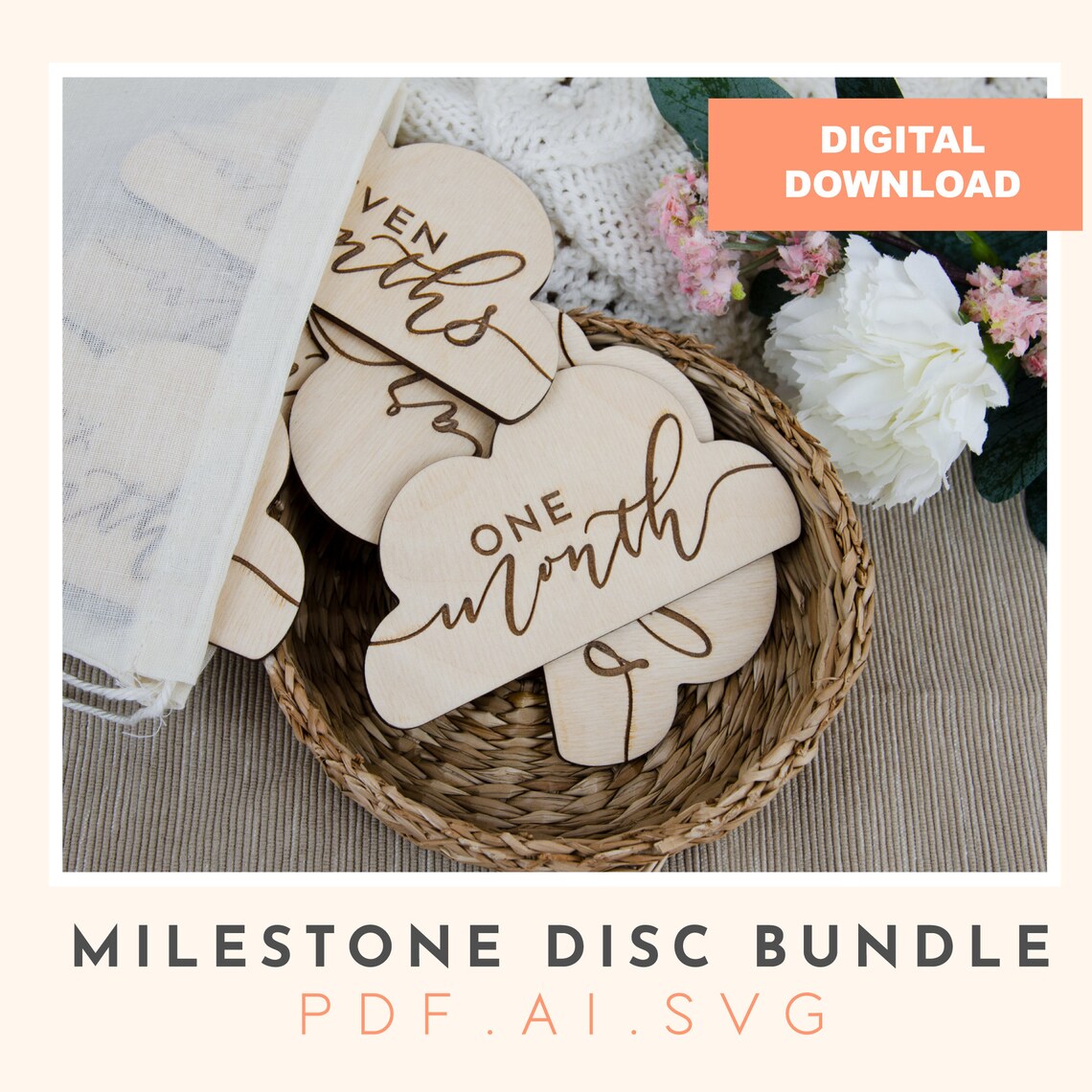 Cloud Baby Milestone Disc Set Digital File Svg File Baby Etsy