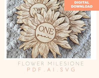 Sunflower Baby Milestone Set: Laser Cut SVG, Glowforge File (Digital Download)