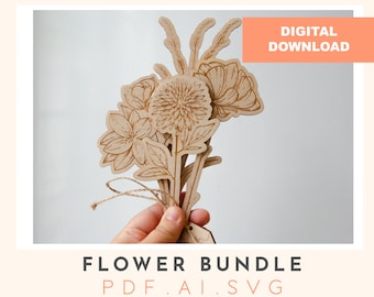 Floral SVG Design Set: Laser Cut Flower Files (Digital Download)