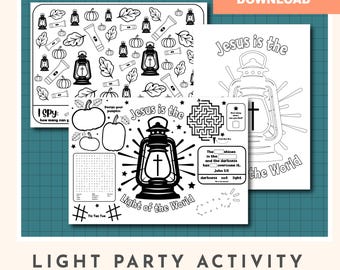 Halloween Light Party Activity Sheet, I Spy Coloring Poster (PDF)