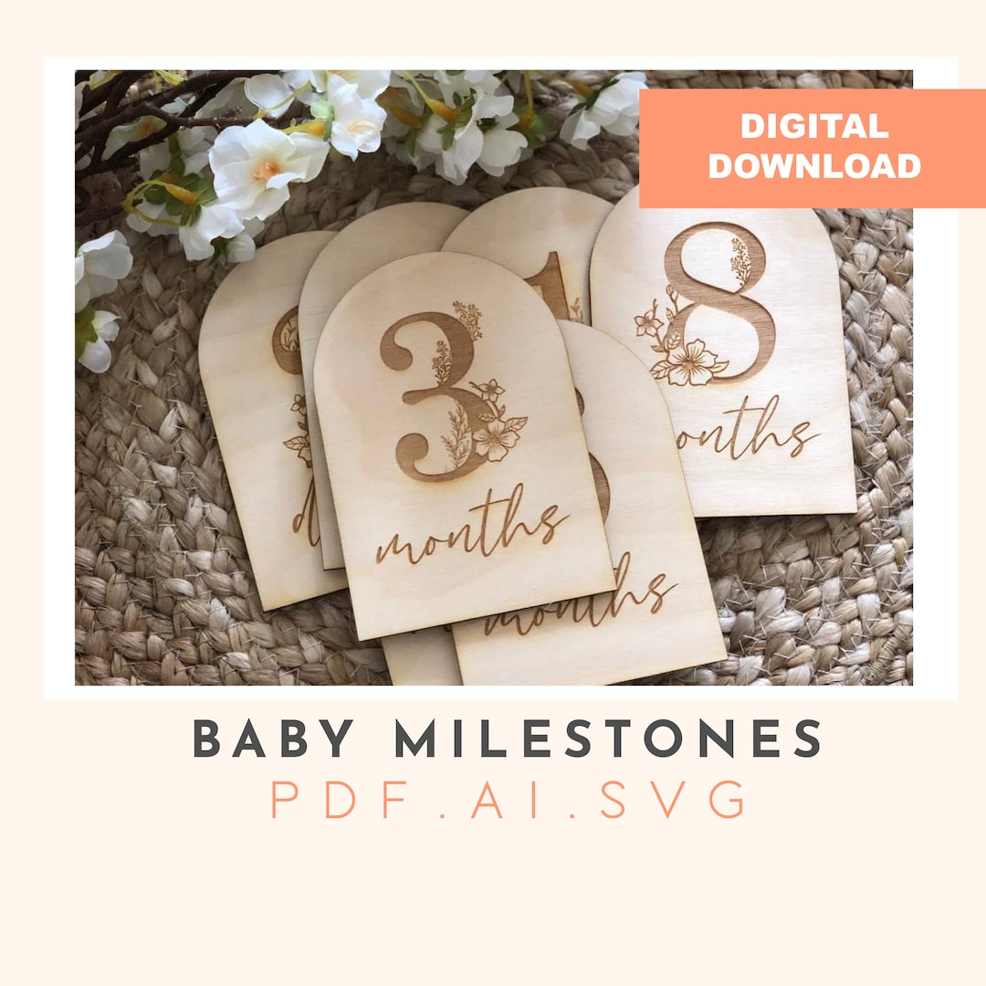 Floral Baby Milestone Set: Laser Cut SVG, Glowforge File (digital ...