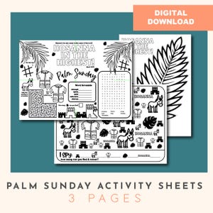 Palm Sunday kids Activity sheet, Ispy  and colour in poster, printable Sunday school craft, printable church craft, Easter activity sheets