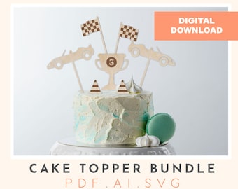 Car Race Cake Topper SVG: Birthday Party Decor (Digital Download)