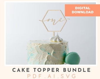 Hexagon Number Cake Toppers Bundle: Laser Cut Files (Digital Download)