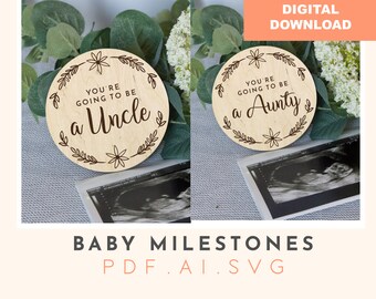 Aunt & Uncle Announcement Discs: Baby Milestone SVG (Digital Download)