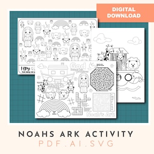 Noahs Ark Activity sheet, Ispy  and colour in poster, printable Sunday school craft, printable church craft, Noahs ark sheets