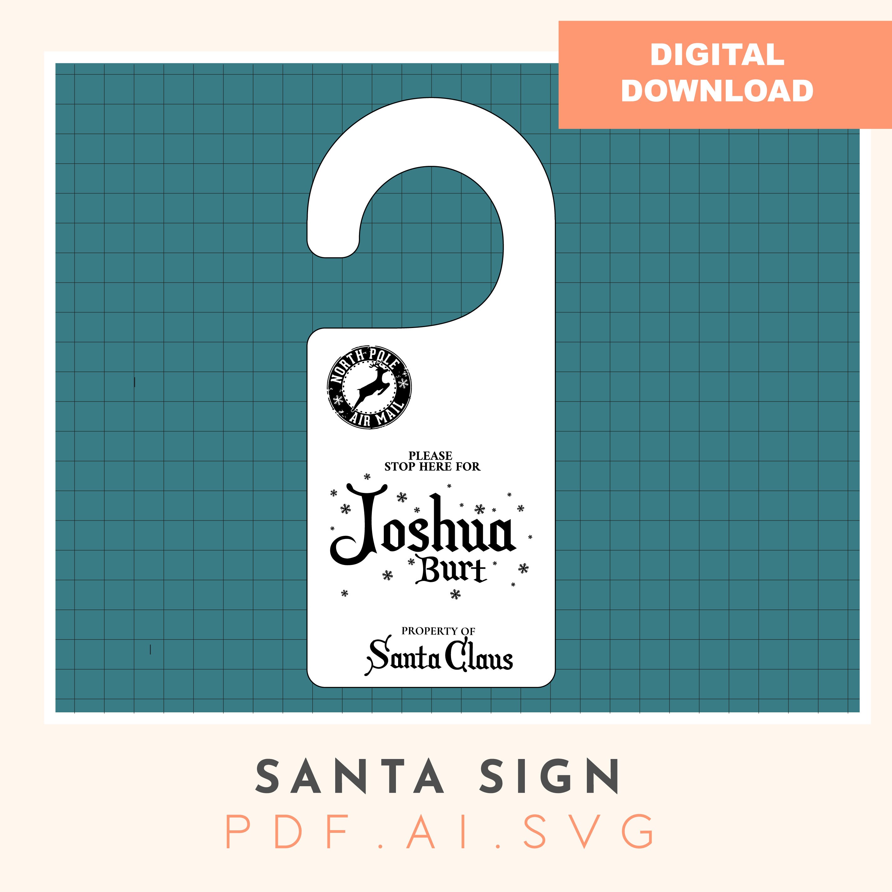 Santas Door Hanger Christmas Santa Please Stop Here Kids Christmas Santas Door Hanger Christmas Santa Please Stop Here Kids Christmas