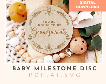 Grandparent Announcement Disc: Laser Cut SVG File (Digital Download)