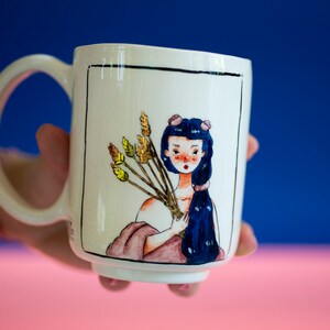 VIRGO Zodiac Ceramic Mug, Virgo Gift, Zodiac Illustration, Astrology Theme Coffee Mug by Felix Ceramic, Valentine's Day Gift Idea image 2
