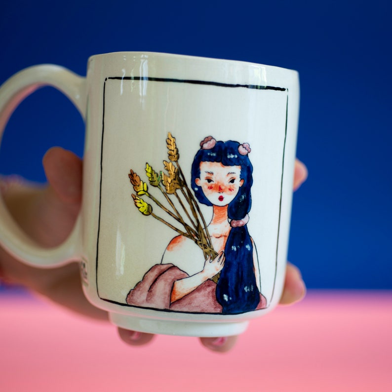 VIRGO Zodiac Ceramic Mug, Virgo Gift, Zodiac Illustration, Astrology Theme Coffee Mug by Felix Ceramic, Valentine's Day Gift Idea image 2