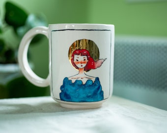 Fische Sternzeichen Keramiktasse, Fische Geschenk, Sternzeichen Illustration, Astrologie Thema Kaffeetasse von Felix Keramik, Valentinstag, Geburtstagsgeschenkidee