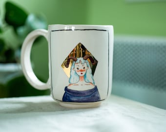 Tasse en céramique zodiaque bélier, cadeau Bélier, illustration du zodiaque, tasse à café sur le thème de l'astrologie, tasse artistique par Felix Ceramic, idée cadeau Saint-Valentin