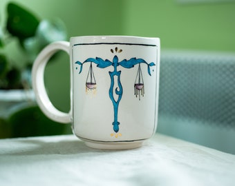 LIBRA Zodiac Ceramic Mug, Libra Gift, Zodiac Illustration, Astrology Theme Coffee Mug, by Felix Ceramic, Valentine's Day, Birthday Gift Idea