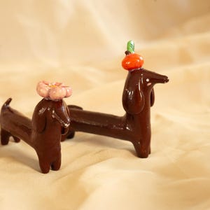 Ceramic Dachshund Lucky Dog: Handcrafted Whimsical Decor