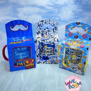 TEMPLATE Box Mug Father's Day - Father's Day Mug Box / Studio (Cameo) - PDF - SVG