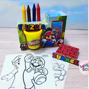 TEMPLATE Play-Doh and Crayon Box Mario Bros - Bubble / M&M Box - Play Doh Bubble Box 2 oz Mario Bros /PDF - Studio - SVG