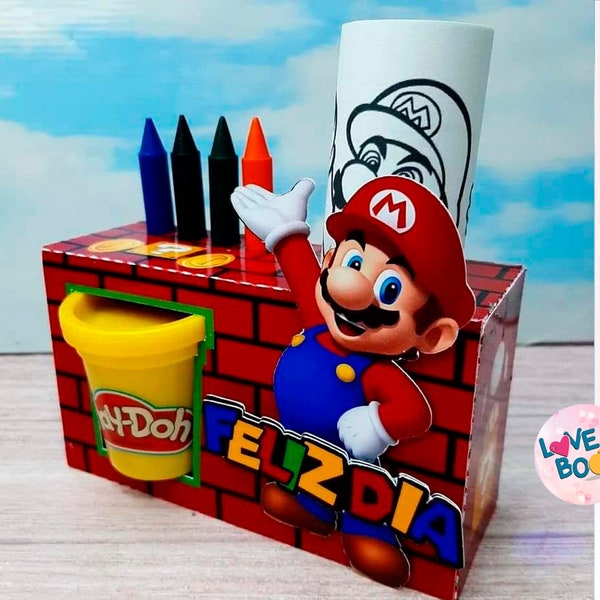 TEMPLATE Play-Doh and Crayon Box Mario Bros - Coloring box - Box Play Doh 2 oz Mario Bros / SVG - PDF - Studio