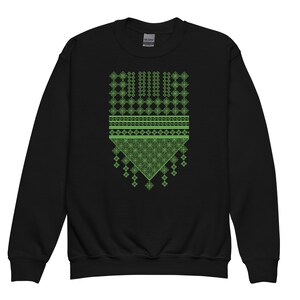Green Print of Palestinian Art | Youth crewneck sweatshirt