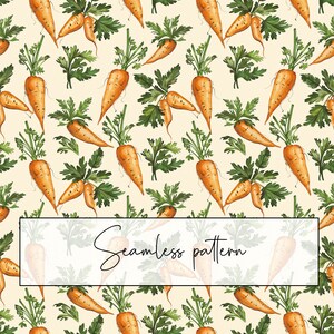 Vintage Carrot Seamless Pattern, Vegetable Repeat Tile (Digital Download)