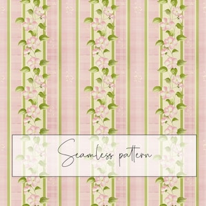 Modello senza cuciture di carta da parati a strisce rosa e verde, modello di ripetizione in difficoltà stile vintage anni '60, tessuto, tessuto, carta, download digitale