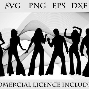 70er Jahre Disko Tänzer Bundle SVG png eps dxf Cricut Schnitt Datei Silhouette Vektor Clipart Digital Download