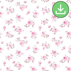 Small Ditsy Pink Rose Seamless Pattern, Light Pink Flowers Repeat Pattern, Romantic, Cottage, Vintage Style, Digital Paper, Digital Download